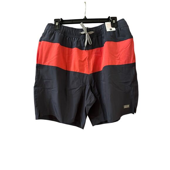 SAXX Oh Buoy Colorblock Volley Swim Trunks India Ink/Hibiscus size L (new) - Picture 3 of 7